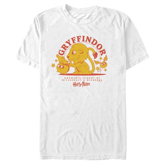 Men's Harry Potter Cute Gryffindor Lion  Graphic Tee White 2X Large