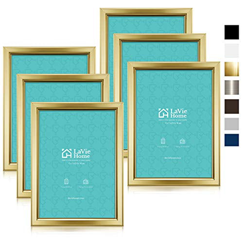 Set of 2 Classic Collection Simple Designed Photo Frame with High Definition Glass for Wall Mount & Table Top Display 2 Pack, Gold LaVie Home 8x10 Picture Frames