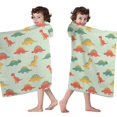 thumbnail image 3 of Colorful Dinosaur Repeat Pattern Hooded Bath Towel Wrap for Teens Ages 3 To 12, Soft Lightweight Quick Dry Microfiber Bath Beach Pool, 60"x35", 3 of 4