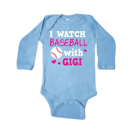 

Inktastic I Watch Baseball with My Gigi Gift Baby Boy or Baby Girl Long Sleeve Bodysuit