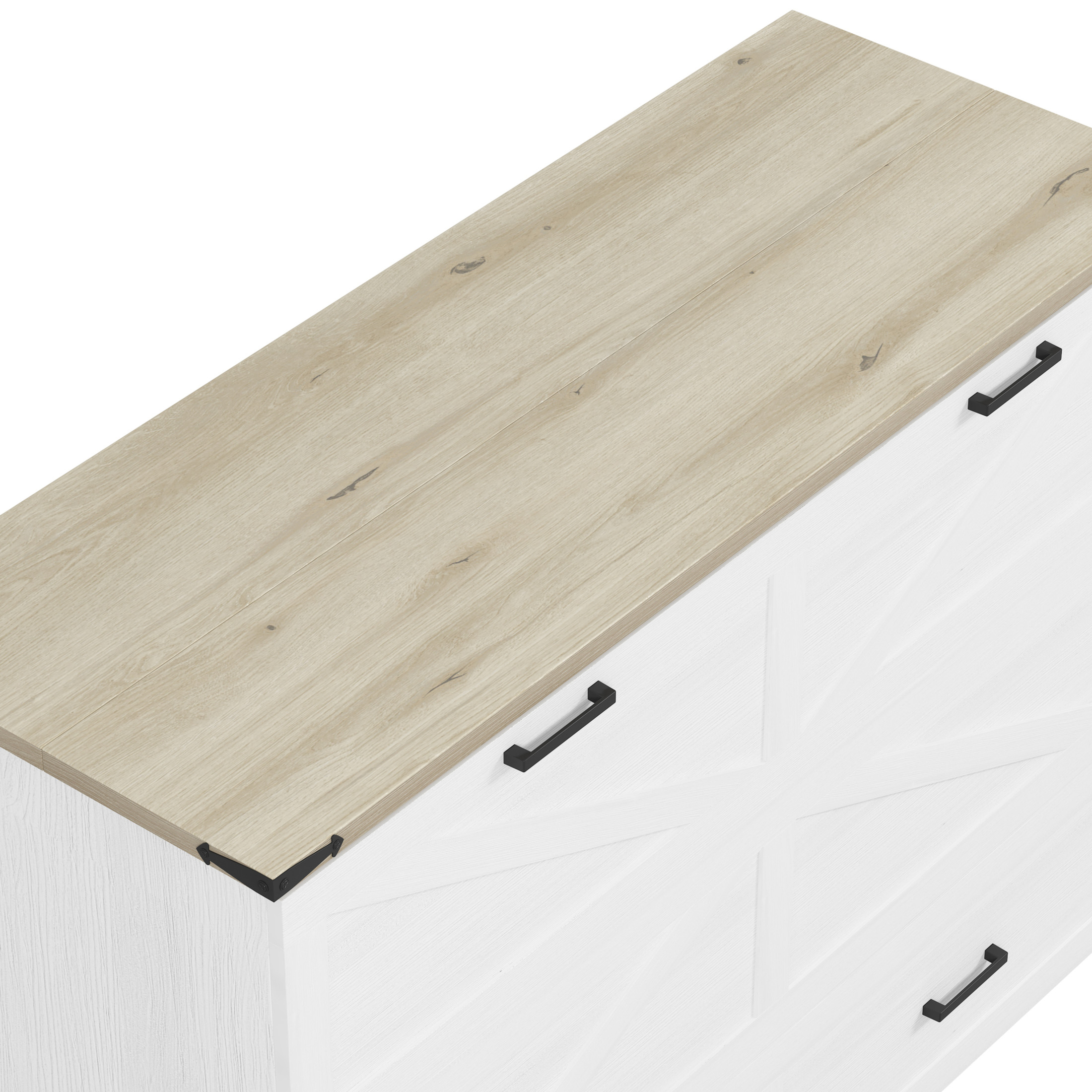 Noble House Queen Size Farmhouse Murphy Cabinet Bed with Charging Station and Storage Drawer, Foldable Platform Bed,White