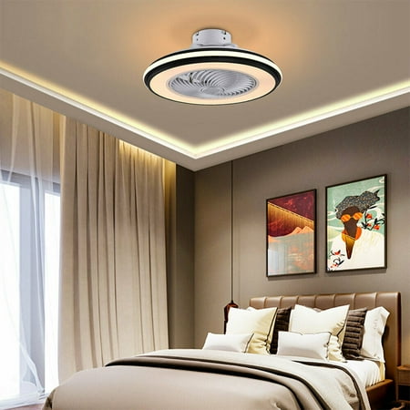 

TFCFL 20 Invisible Blades Ceiling Fan with Lights Dimmable LED Light 3 speed Small Enclosed Smart Fan Chandelier With Remote