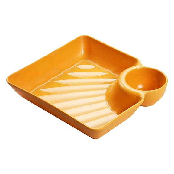 1/2/4 Pack Chip Dip Serving Platter Set, Dumpling Plates with Dip Compartment, Square Serving Dish Sushi Plates, Small Dip Tray for Taco, Charcuterie