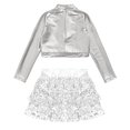 thumbnail image 4 of Alvivi Kids Girls Sequins Long Sleeve Crop Top with Culottes Jazz Hip Hop Modern Dance Costume Silver 12, 4 of 5