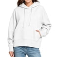 thumbnail image 2 of XRoczxe Women Classic Cropped Hooded Pullover Sweatshirt Drawstring Hood With Kangaroo Pocket Wrinkle Resistant Soft Casual Basic Top Assorted Solid Colors, 2 of 5