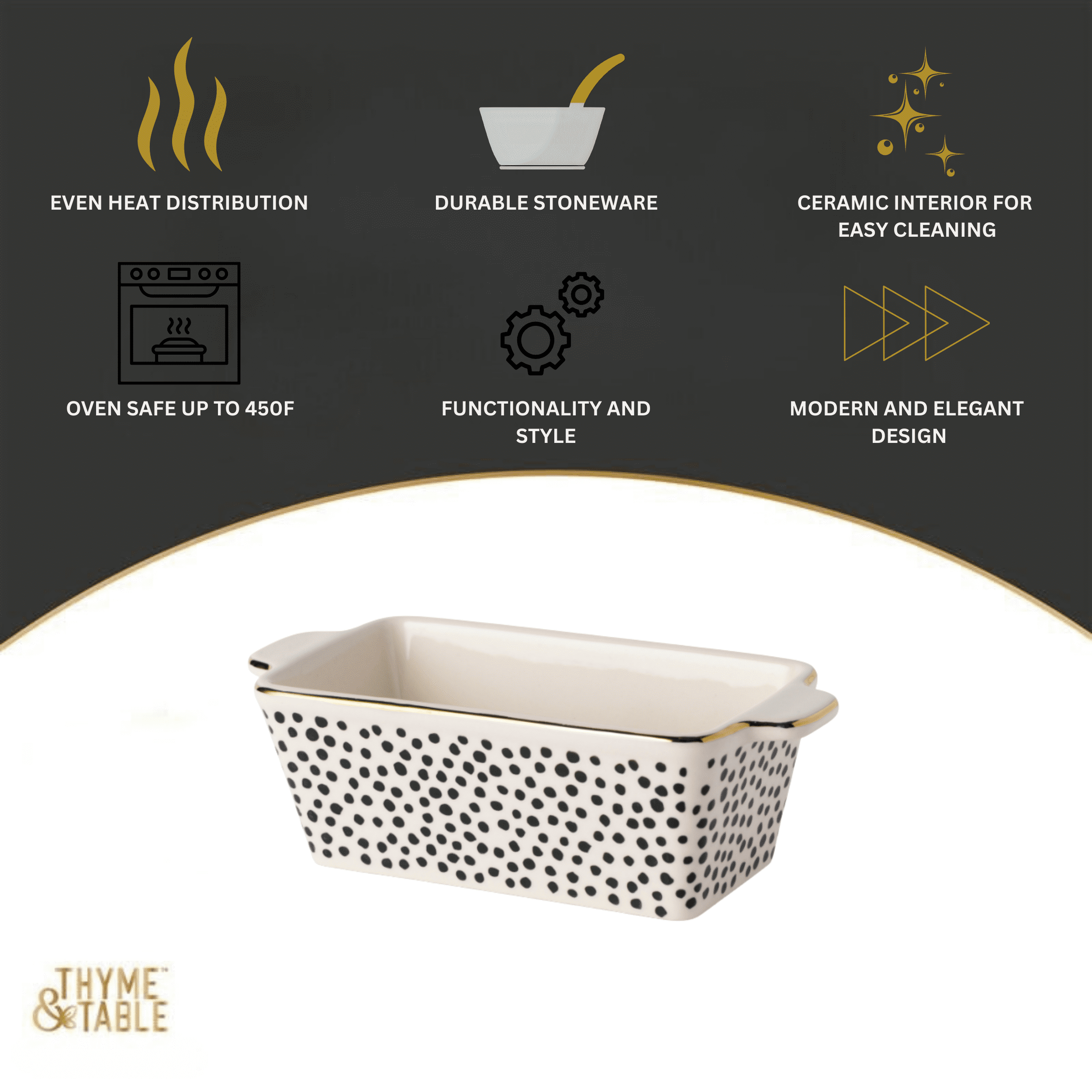 Thyme & Table 3.5" Mini Loaf Pan Ceramic - Dot