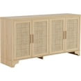 thumbnail image 1 of Bingirl Natural Rattan Sideboard Buffet Cabinet with Storage, Farmhouse Large Rattan Cabinet with 4 Doors, Wood Accent Coffee Bar Buffet Console Tables, 1 of 7