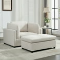 thumbnail image 6 of New 50" Wide Modern Oversized Armchair with Ottoman Stool, Single Sofa with Lumbar Support, Accent Chair, Reading Chair for Bedroom, Living Room, Cream, 6 of 10