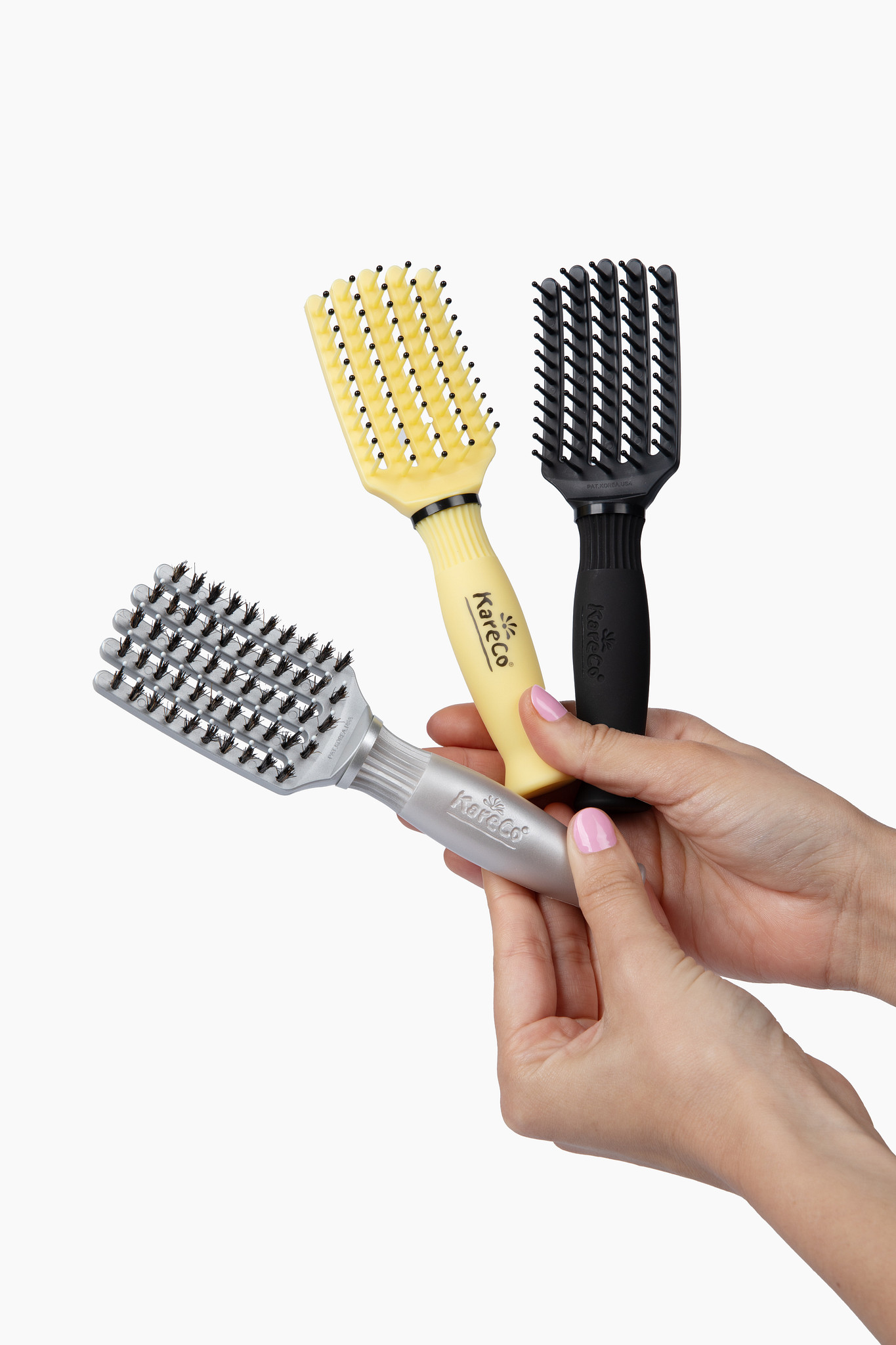 KareCo Tangle Buster Tiny Professional 7" Synthetic Paddle Detangling Hair Brush, Flexible, Yellow