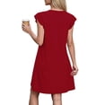 thumbnail image 6 of TEAJOPSUU Women's Casual A-Line Dresses with Pockets Cap Sleeve V Neck Mini Tshirt Dresses Flowy Sundress Red, 6 of 6