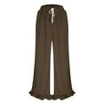 thumbnail image 6 of Wide Leg Pants Woman Sevevn Womens Corduroy Pants Wide Leg Ruffled Hem Elastic Waist Lounge Cord Pants with Pockets, 6 of 8