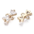 thumbnail image 2 of Brass Micro Pave Cubic Zirconia Links Connectors Bowknot Long-Lasting Plated Light Gold Clear 7x12x3.5mm Hole: 1.2mm, 2 of 2