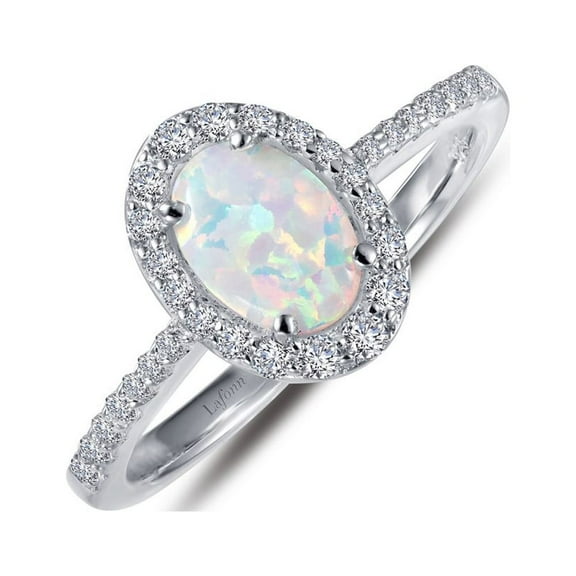 Lafonn Classic Sterling Silver Platinum Plated Lassire Opal Ring (1.92 CTTW)