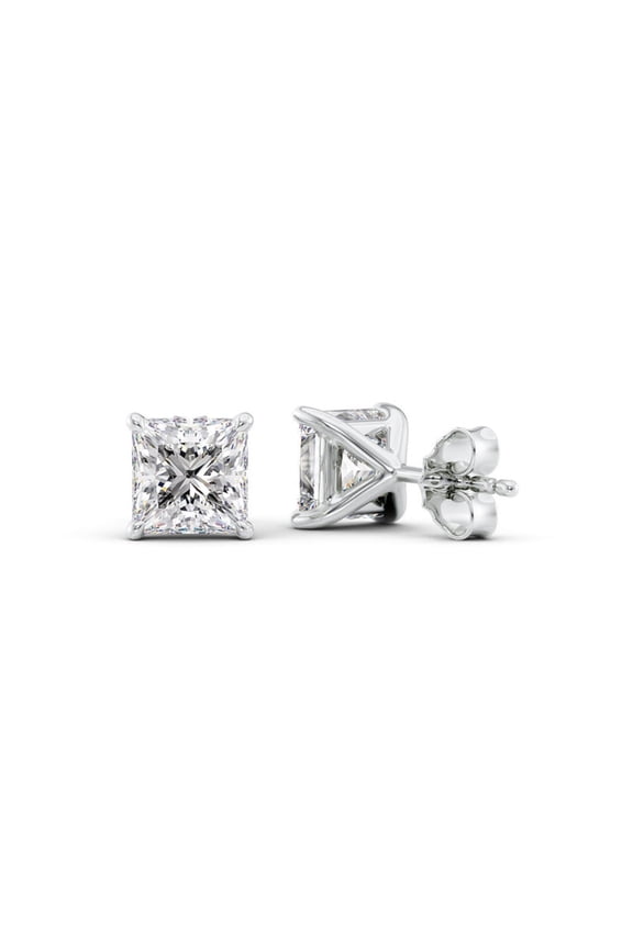 IGI Certified 3 Ct Princess Cut Lab-Grown Diamond Stud Earrings  14K White Gold | Women's Earrings