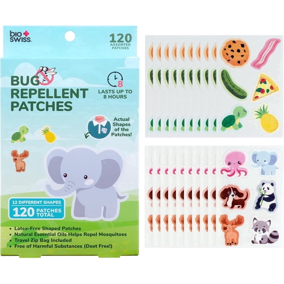 BioSwiss Mosquito Repellent Patches, Bug Patch Stickers for Kids and Adults, 120 Count