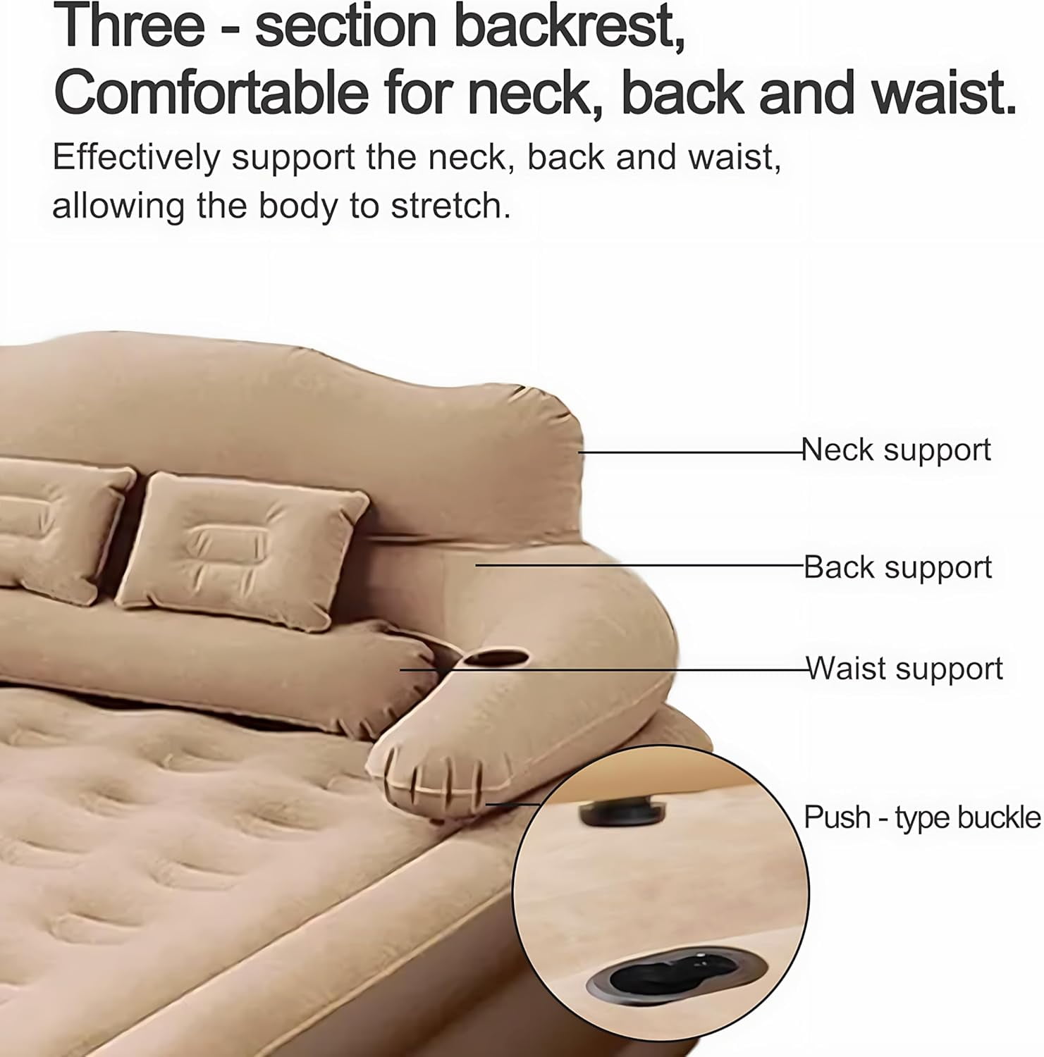 Air Mattress, Queen Airbed with Headboard, Airbed Inflatable Couch with Pump, For Guest Home Camping Travel, Coffee