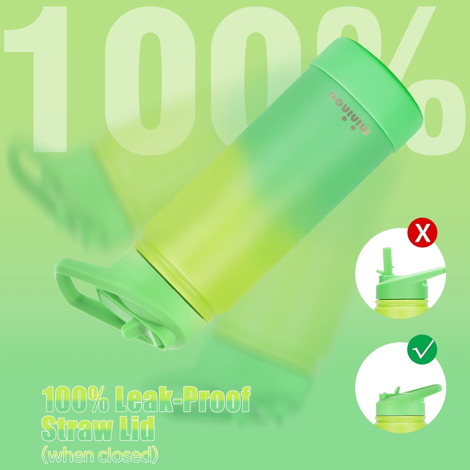 mininoo Kids Water Bottle for School, 16oz Stainless Steel Insulated Water Bottle Kids with Straw Lid for Girls, Boys