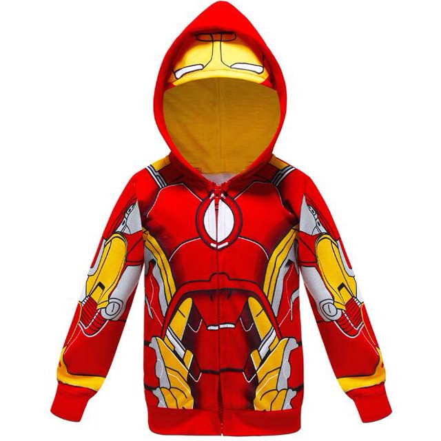 Nueva sudadera de otoño Superhéroe Capitán América Pijamas Cosplay Suéter Coches Dibujos animados Top Cremallera Sudadera con capucha Ropa para niños 110 (3 años) Gao Jinjia LED