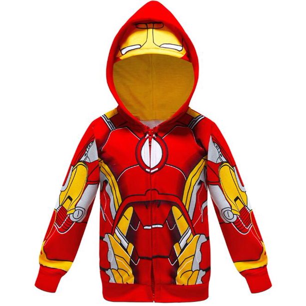 Nueva sudadera de otoño Superhéroe Capitán América Pijamas Cosplay Suéter Coches Dibujos animados Top Cremallera Sudadera con capucha Ropa para niños 140 (6 años) Gao Jinjia LED