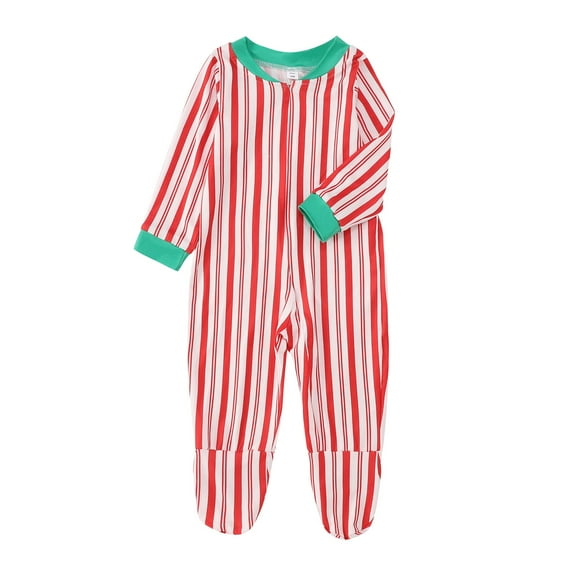 Bjutir Christmas Pjs For Family Christmas Baby Pajamas Set Stripe Printed Witner Sleepwear,Red,Size 6-9 Months