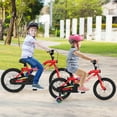 thumbnail image 4 of Costway Vélo pour Enfants 18 Pouces à DEL avec Siège Ajustable, Frein à Rétropédalage, Roues Stabilisatrices, Rouge, 4 of 10