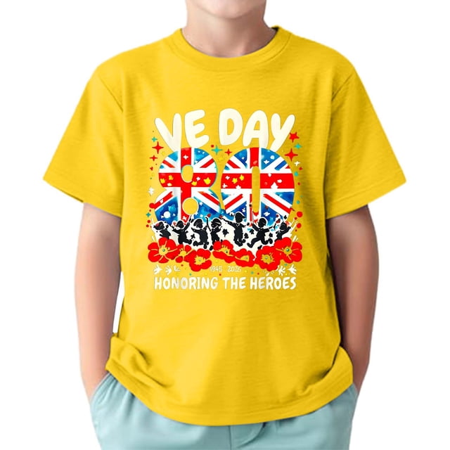 T-shirt d'Été à Manches Courtes Col Rond Imprimé Drapeau pour Garçons Bébés Enfants Taille 1-2T