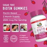 MaryRuths Biotin Gummies Goji Berry Flavor Vegan Hair Skin Nails Support 2,500mcg 60 Count