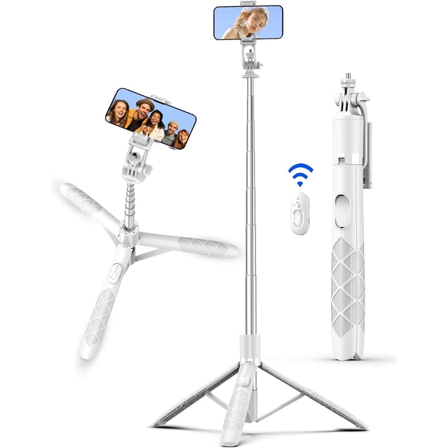 Trípode de teléfono de 71 pulgadas y palo para selfie, trípode extensible todo en uno para teléfono celular con remoto inalámbrico, soporte de trípodes para y viaje, selfie stick de