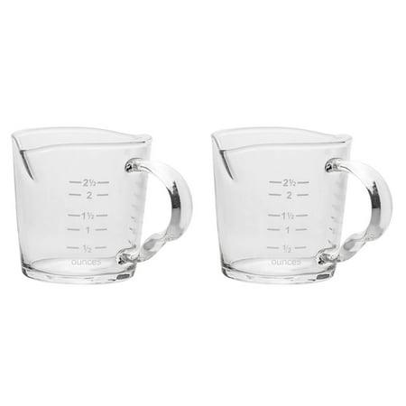 

2 Pack Espresso Measuring Glass 3-Ounce Double Spouts Shot Glass with Pouring Handle Heat Resistant Measuring Pitcher