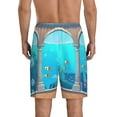 thumbnail image 2 of Balery Underwater Aquarium Arches Men's Cotton Knit Pajama Shorts Waistband & Pockets,Short Pajama Pants-Large, 2 of 8