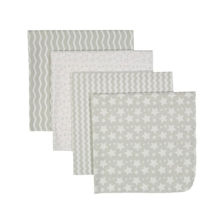 UPC: 0620281034428 | 3 Stories Trading Co 4 Pack Flannel Cotton Baby Receiving Blankets Grey