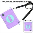 thumbnail image 5 of Kids Case for iPad Pro 11 Inch (2022/2021/2020/2018 Model), iPad Air 5/4 (10.9-Inch), Military Grade Shockproof Rugged Protective Cover with Built-in Stand/Pencil Holder Shoulder Strap, Purple Green, 5 of 12
