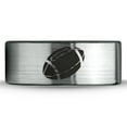 thumbnail image 2 of Tungsten American Football Ball Band Ring 8mm Men Women Comfort Fit Brushed Gray Flat Cut Black Polished, 2 of 4