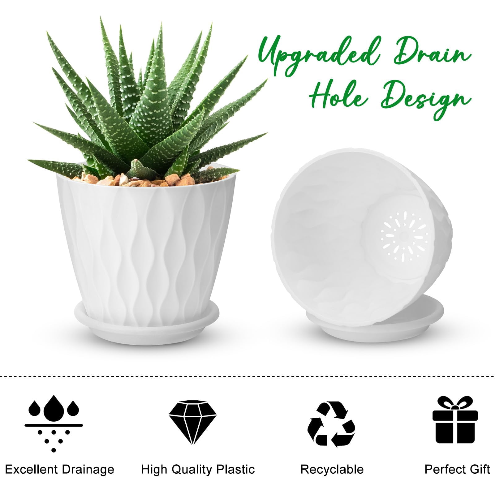 White Plastic Plant Pots & Planters