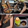 thumbnail image 6 of Binienty Aztec Sunflower Butterfly Vehicle Seat Covers Full Set with Auto Armrest Cushion Non-slip Seat Belt Shoulder Strap Covers Headrest Covers Coasters Car Interior Decor Set 14 Pieces, 6 of 7