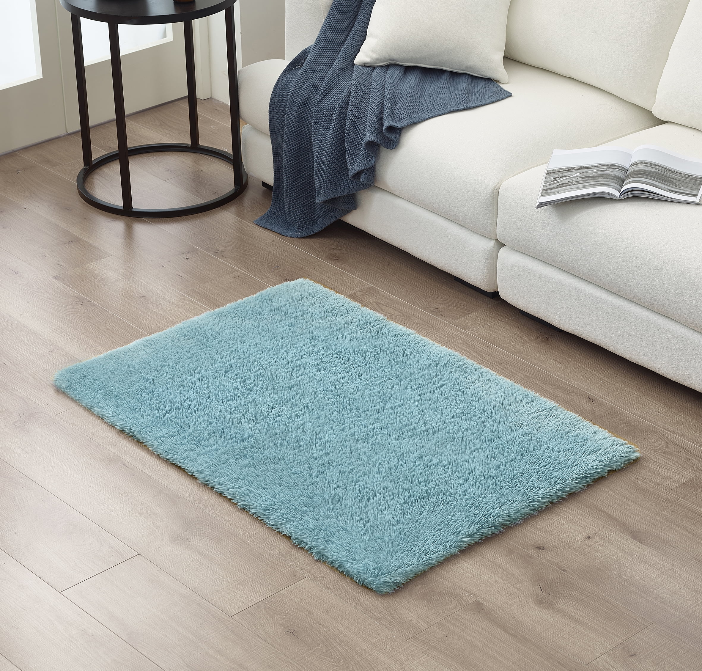 Lanco Blue Faux Alpaca Rug , Size 30"x 46" , Premium Ultra Soft Rug for Living Room Bedroom