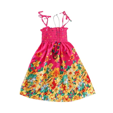

BELLZELY Toddler Girl Clothes Clearance Mommy And Me Clothes Rainbow Sling Dress Boho Beach Mother Daughter Dresses Family Look Contains Necklace Gift