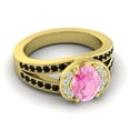 thumbnail image 3 of 2.35 T.C.W Wonderful Oval Cut Pink Sapphire & Black Onyx Gemstone Wedding Ring for Ladies Solid 18K Yellow Gold Size 9 by Diamond-Capitals, 3 of 8