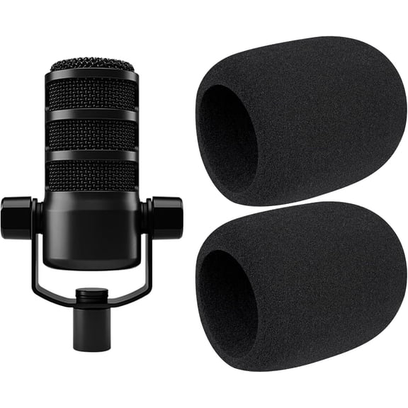 SOULWIT 2Pcs Microphones Pop Filter for RØDE(Rode) PodMic Cardioid Dynamic Broadcast, Protective Mic Cover Windscreen Foam - Black