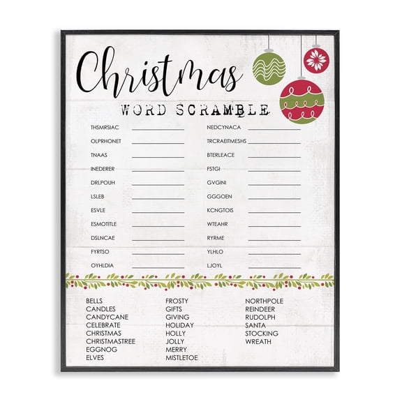 Stupell Industries Rustic Lodge Seasonal Christmas Word Scramble Black Framed Giclee Art, 11 x 14, by Lil' Rue