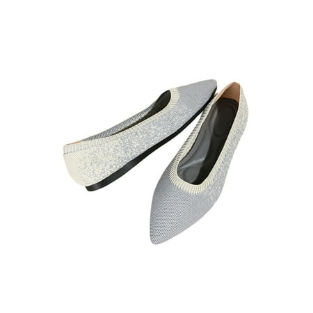 

Sanviglor Women Flat Shoes Comfort Dress Shoe Slip On Flats Dance Lightweight Fashion Pumps Breathable Pointy Toe Ballet Light Gray 7