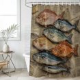 thumbnail image 4 of Coastal Nautical Bathroom Shower Curtains with 12 Hooks Polyester Waterproof Shower Curtain for Stalls and Bathtubs Summer Ocean Vintage Fishes Print Decorative Bathroom Privacy Curtain 72x78 Inches, 4 of 9