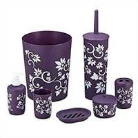 Purple Bathroom Accessories Product Image Durable 7 Piece Printed Bathroom Set In Purple
