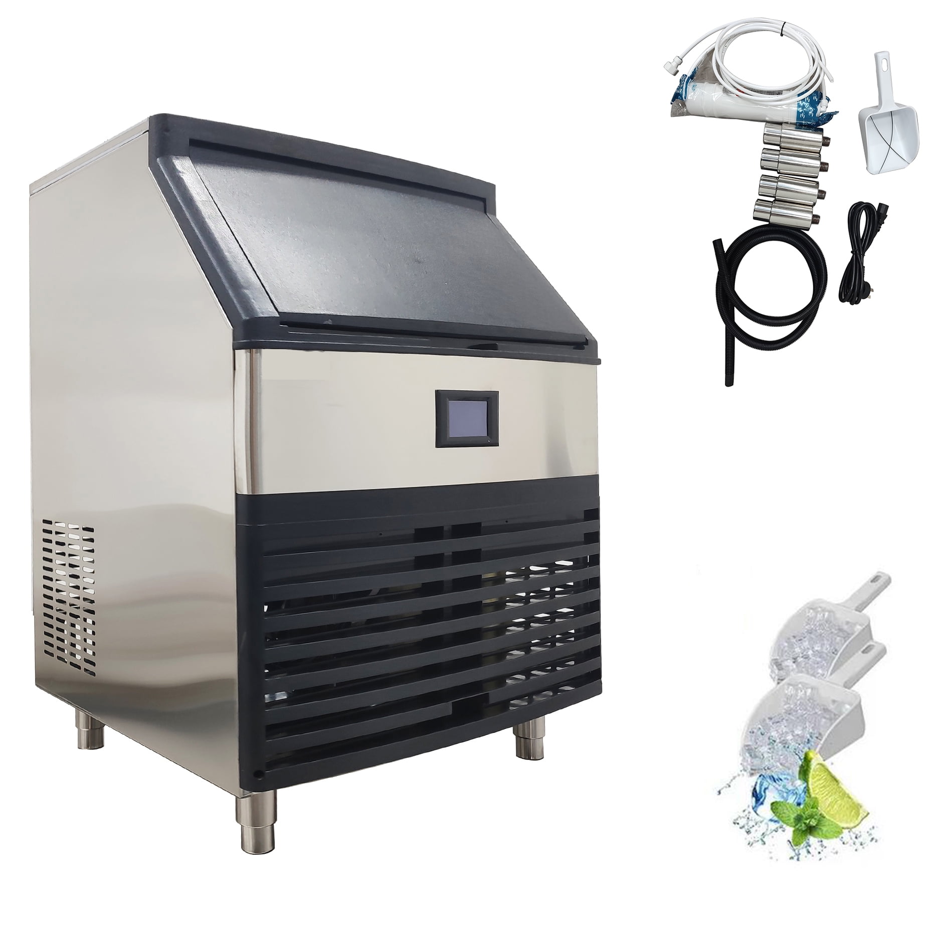 150KG 126 pcs Commercial Ice Maker Auto Clear Cube Ice Making Machine with Filter