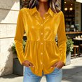 thumbnail image 5 of Party Tops for Women Sequins Velvet Patchwork Button Down Collar Dressy Blouses Long Sleeve Elegant Shirts (XL, Yellow), 5 of 6