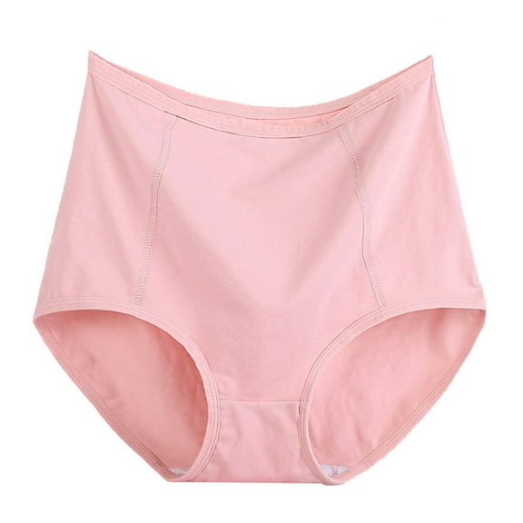huanledash Lady Panties Elastic High Waist Solid Color Sweat Absorption Moisture Wicking Anti-septic Menstrual Period Plus Size Cotton Women Briefs for Daily Wear