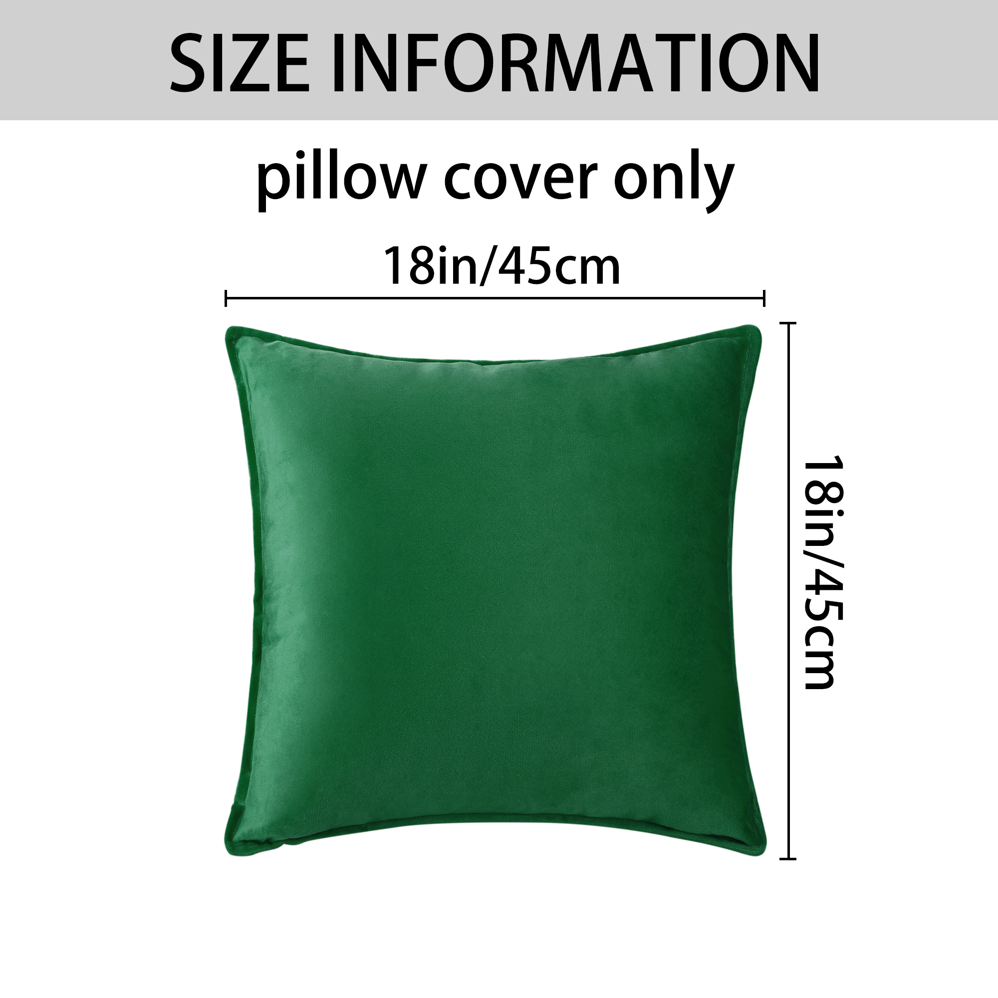 Unique Bargains Velvet Solid Throw Pillow Covers Decorative Cushion Covers (2 Count) Green 18" x 18"