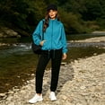 thumbnail image 5 of Usloyux Women's Solid Color Zip Up Outdoor Hiking Jackets Hooded Windbreaker Coats Lightweight Fall Winter Outerwear, Blue L, 5 of 9