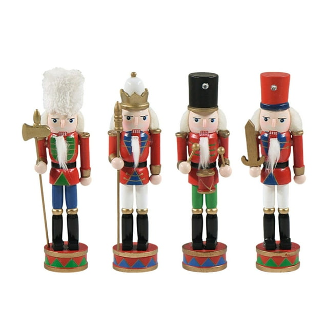 4 Uds. de adornos de Cascanueces de madera, Cascanueces, modelo de Cascanueces, figuras decorativas para dormitorio de Navidad Estilo B