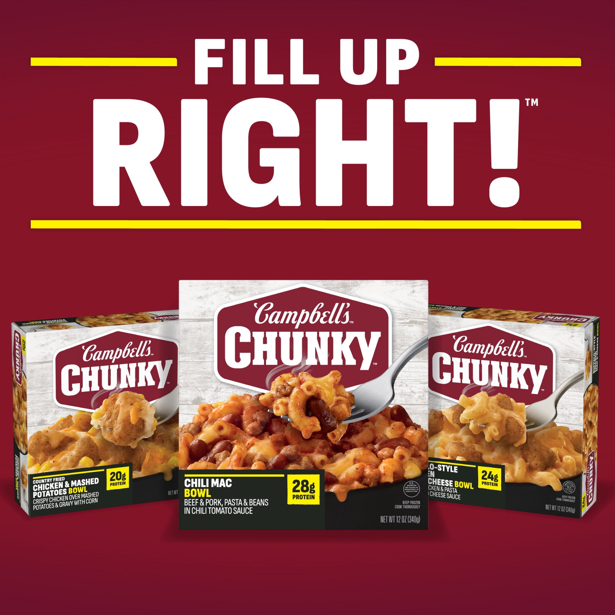 Campbell's Chunky Chili Mac Bowl Frozen Meal, 12 oz